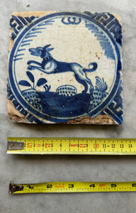 T47)delft Rotterdam tile with dog