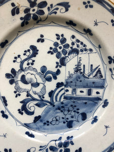 Nice 18 th century delft plate with flowers
