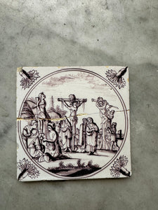 T4)bibical Delft tile , 18 th century