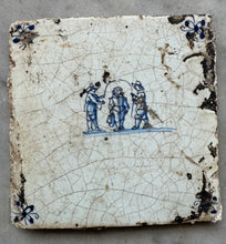 Load image into Gallery viewer, T91)17 th century delft handpainted Dutch tile children playing
