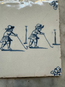 T41) tile with children playing golf