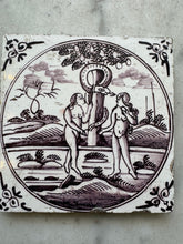 Afbeelding in Gallery-weergave laden, T98 Delft 18 th century bible tile Adam and Eve
