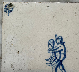 T88)18 th century tile , Children playing