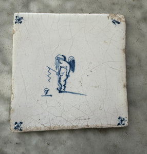 T24) 17 th century tile with angel