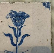 Load image into Gallery viewer, T69)blue and white flower tile made around 1700
