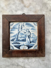 Load image into Gallery viewer, T143) delft bible tile blue and white
