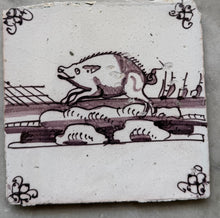 Load image into Gallery viewer, T94)delft 18 th century tile with pig/ wild boar
