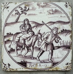 T76)bible tile with flight from Egypt