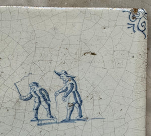 T59 delft tile with children playing with a top , 17 th century