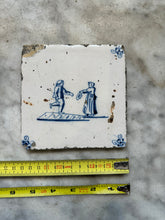 Afbeelding in Gallery-weergave laden, T49)18th century delft tile withchildren playing
