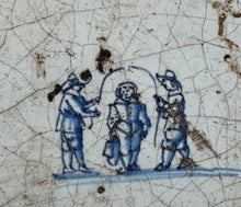 Load image into Gallery viewer, T91)17 th century delft handpainted Dutch tile children playing
