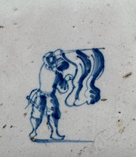 Load image into Gallery viewer, T95)18 th century delft tile with chills playing with a flag
