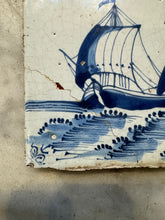 Load image into Gallery viewer, T65)17 th century delft tile with ship
