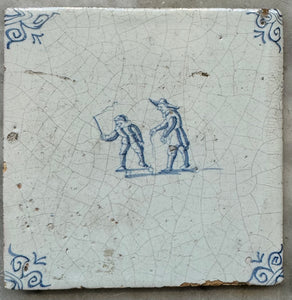 T59 delft tile with children playing with a top , 17 th century