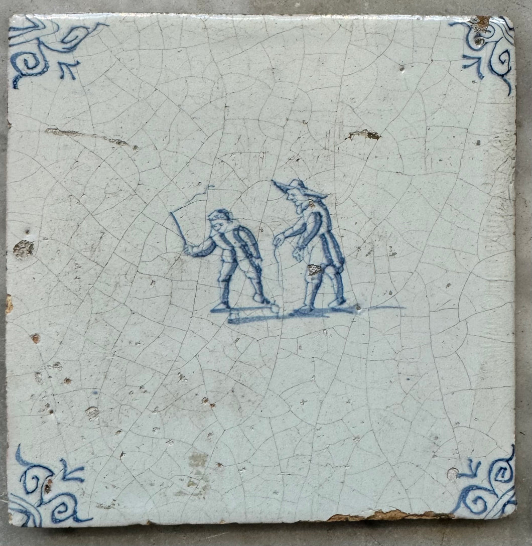 T59 delft tile with children playing with a top , 17 th century