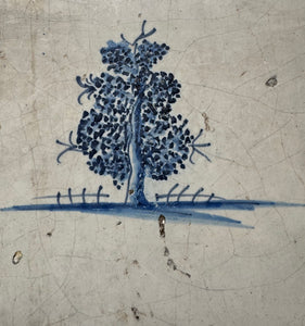 T89)17 th century delft tile with tree