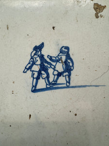T22)delft tile with playing children