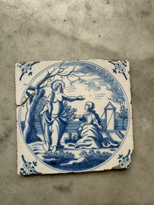 T5)bibical Delft tile, 18 th century