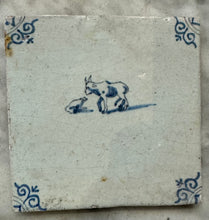 Load image into Gallery viewer, T67)rare tile with cow and frog 17 th century
