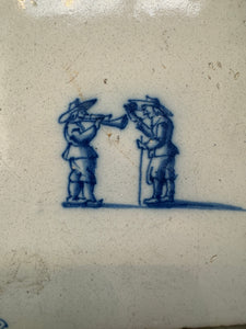 32) delft tile with children making music