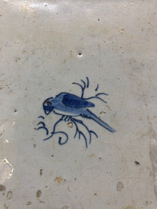 17 th century delft handpainted dutch tile bird