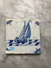 Load image into Gallery viewer, Handpainted dutch delft tile with ship
