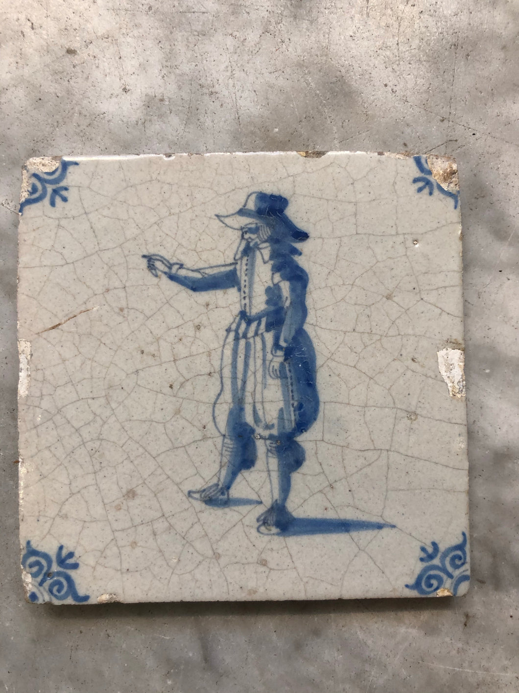 Delft handpainted dutch tile with gentleman