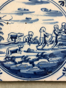 18 th century delft bibical tile with bears