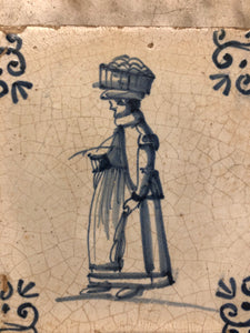 Nice 17 th century delft tile with woman
