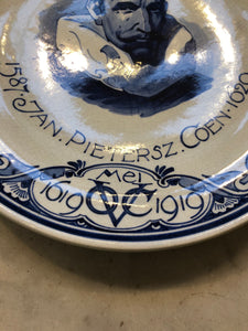 Royal Delft handpainted dutch plate with Coen and voc logo Made in 1919