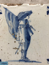 Load image into Gallery viewer, Handpainted dutch delft tile 17 th century with soldier
