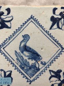 Nice 17 th century delft tile with bird