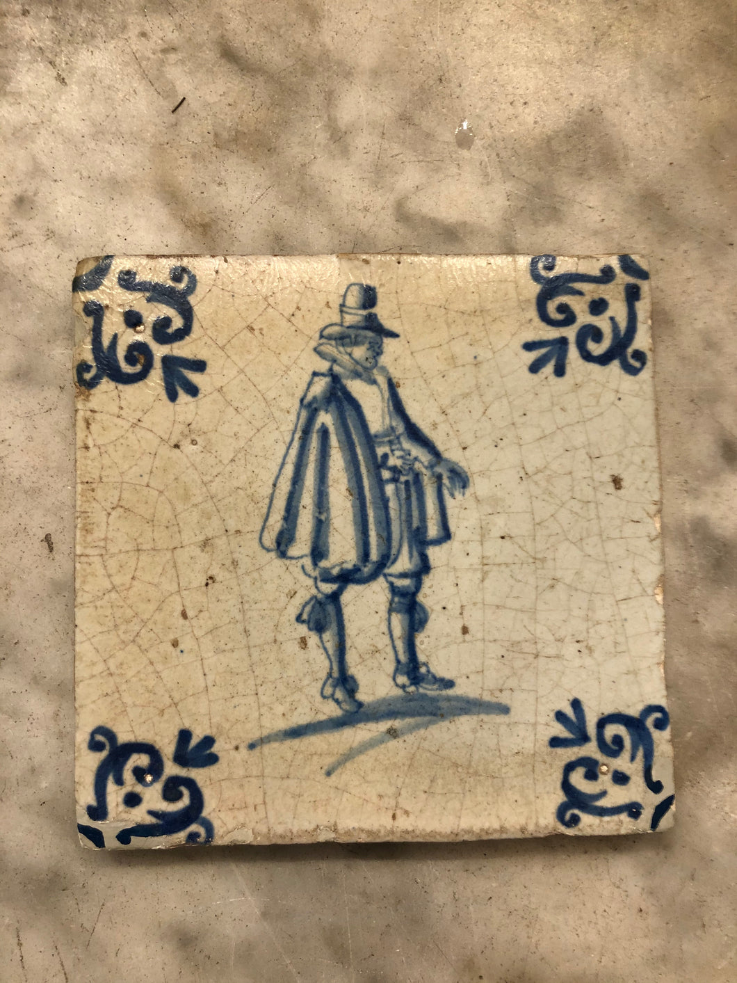 Nice delft handpainted dutch tile with gentleman