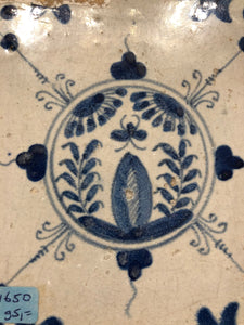 17 th century delft tile with Chinese garden