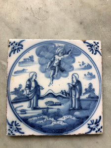 18 th century delft tile with jesus
