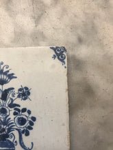 Load image into Gallery viewer, 17 th century delft handpainted dutch tile with flowervase
