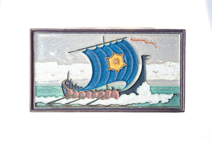 Royal Delft handpainted dutch tile with Viking ship