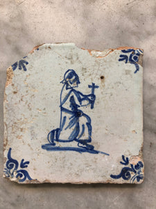 Delft handpainted dutch tile with monk, pope