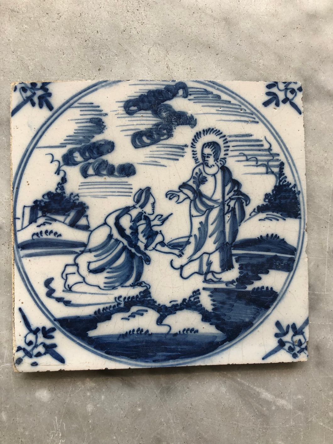 Nice 18 th century delft tile with jesus