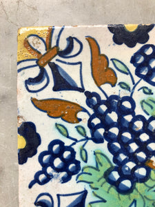 17 th century delft tile grape