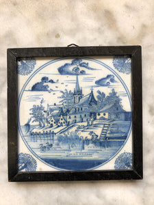 Very nice 18 th century delft tile with landscape