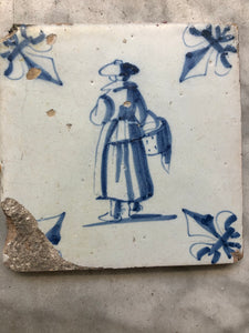 Delft handpainted dutch tile with woman