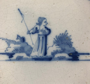 18 th century delft handpainted dutch tile with lady