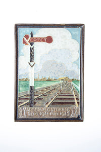 Royal Delft handpainted dutch ww 2 tile with the railway strike