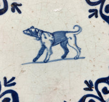 Load image into Gallery viewer, Early 17 th century delft handpainted dutch tile with dog
