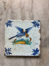 Load image into Gallery viewer, 17 th century delft handpainted dutch tile bird
