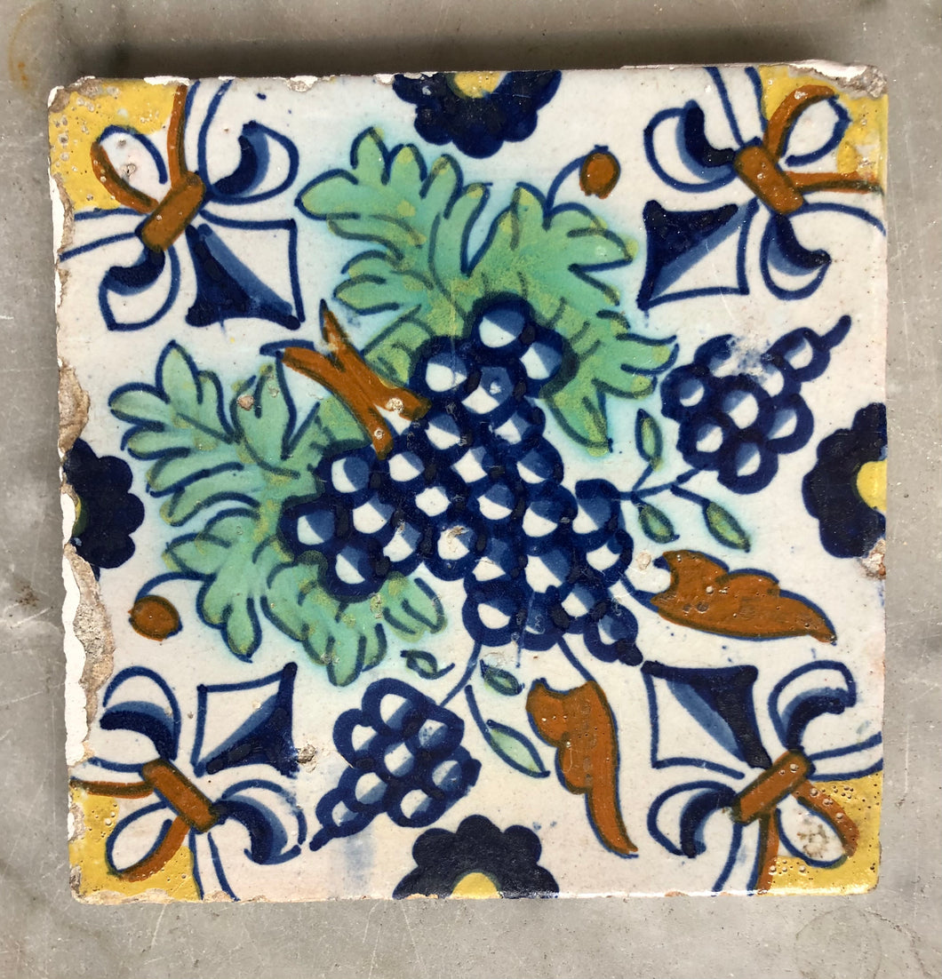 17 th century delft tile grape