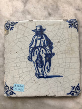 Load image into Gallery viewer, 17 th century delft tile with man on horse
