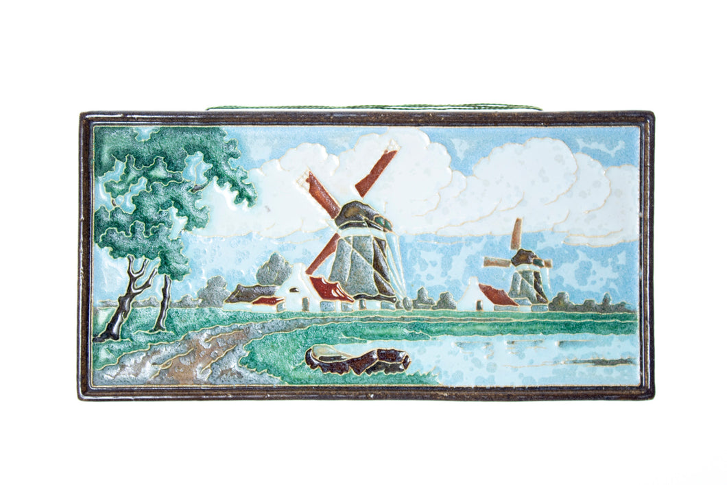 Royal delft tile with windmills