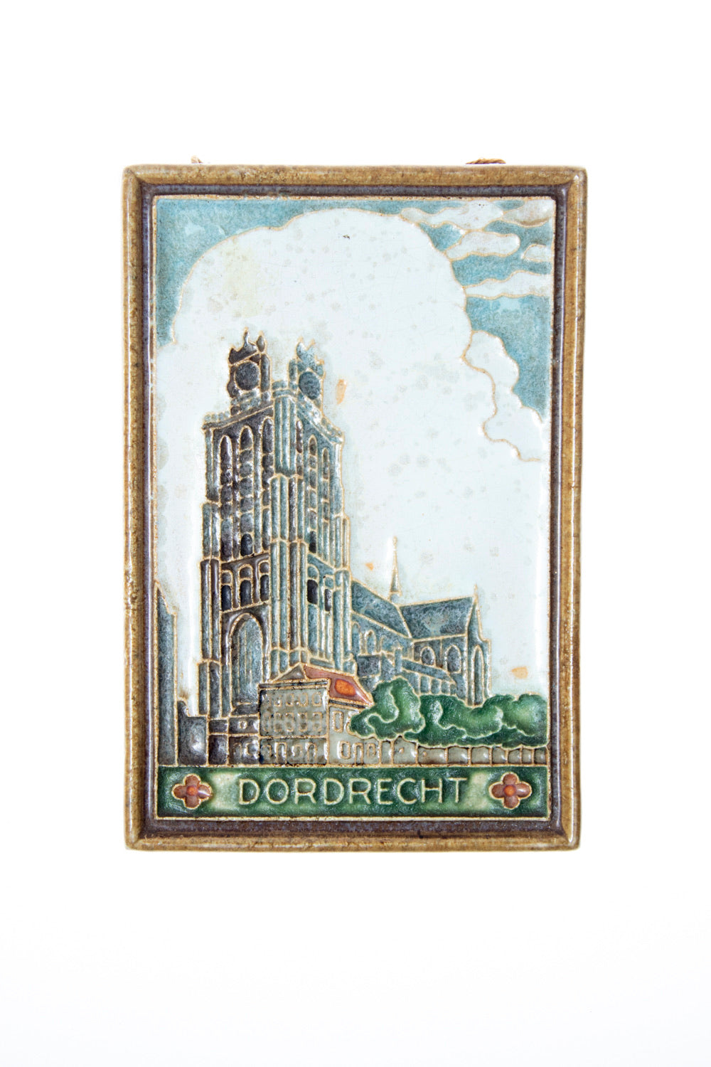 Royal Delft handpainted dutch tile with church dordrecht